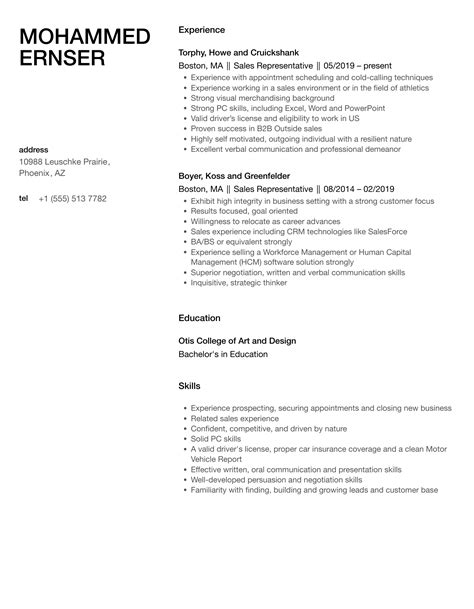 Sales Representative Resume Samples Velvet Jobs