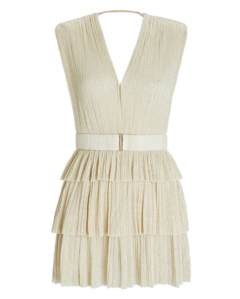 Buy Sabina Musayev Skylar Tiered Metallic Knit Mini Dress Ivory At