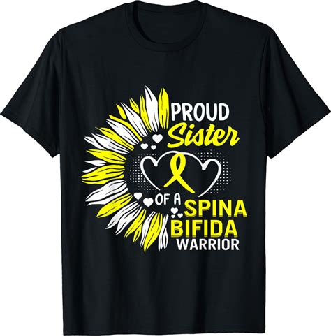 Proud Sister Of A Spina Bifida Warrior Awareness Split Spine T Shirt