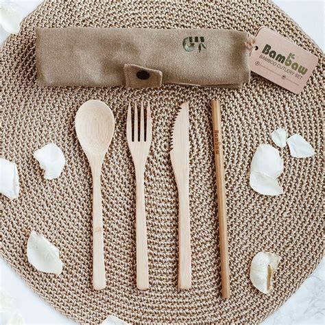 Bamboo Reusable Cutlery Set Eco Friendly Zero Waste Plastic Free