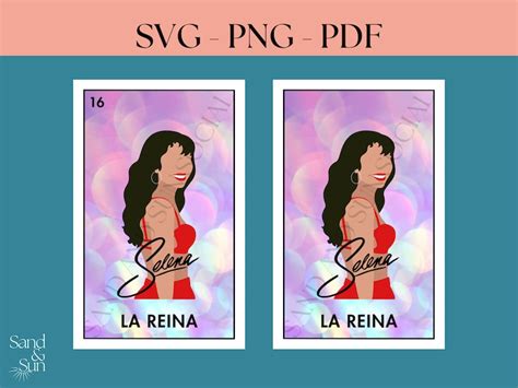 La Reina Selena Quintanilla Loteria Card 2 Sparkle Varieties Svg Png