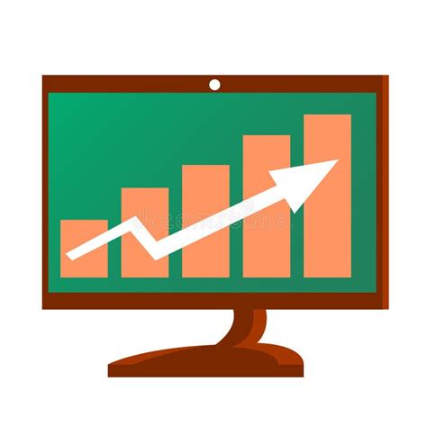 Computer With A Growth Graph Stock Vector Illustration Of Online