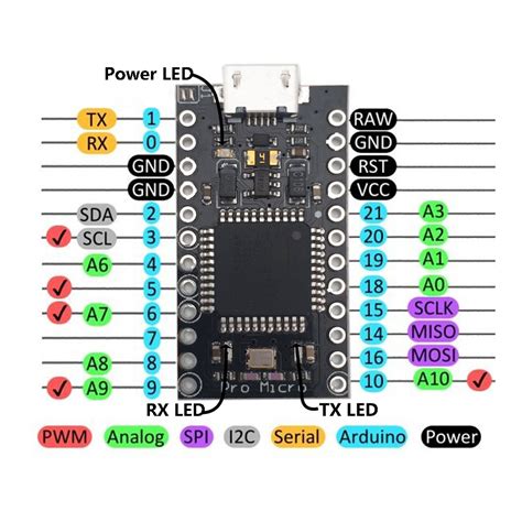 Pro Micro Board Atmega U Au For Arduino Black Kookye