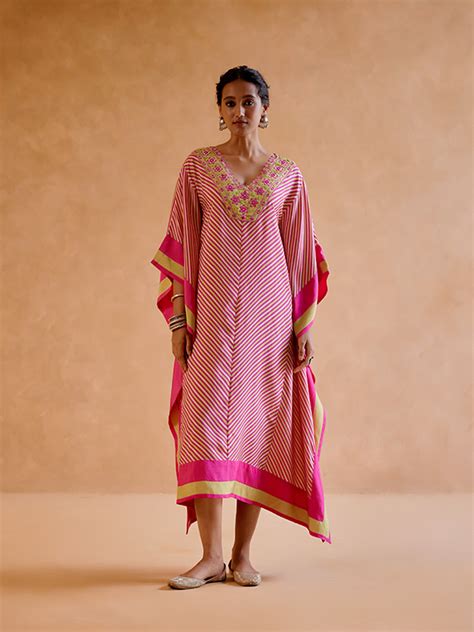 Buy Hot Pink MOHINI Silk Kaftan Online Ethnic Silk Kaftans