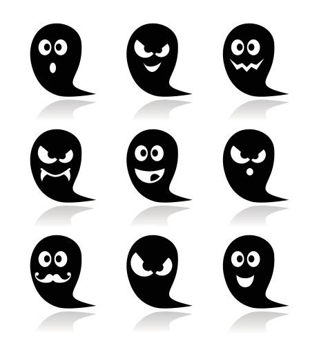 Scary Ghosts Design Halloween Characters Icons Vector Image