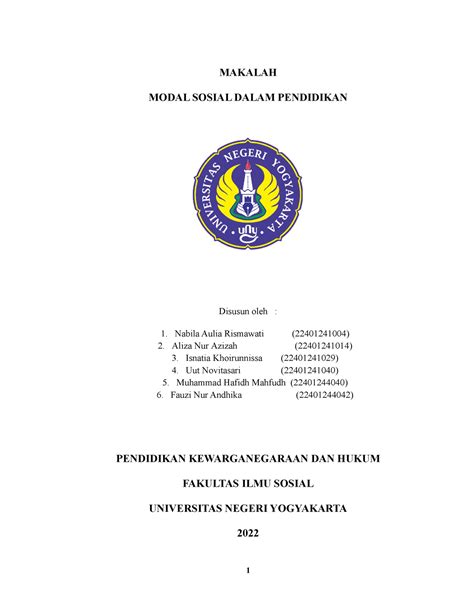 Salin Makalah KEL 4 Peran Modal Sosial Dalam Pendidikann 2 MAKALAH