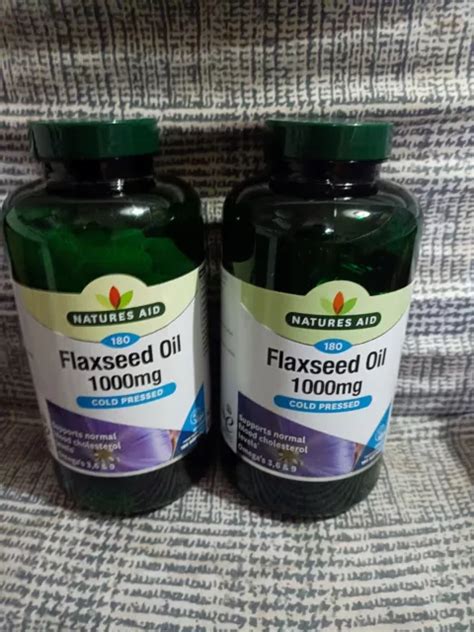 NATURES AID 1000MG Flaxseed Oil Capsules 180 Count X 2 13 95