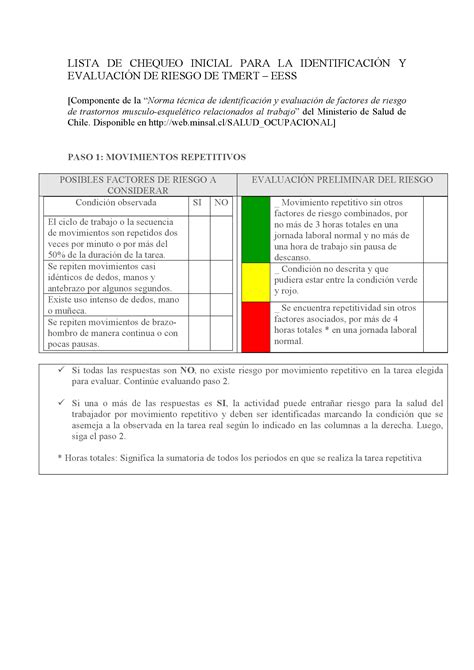 La Lista De Chequeo Inicial Del Minsal Que Es Image To U