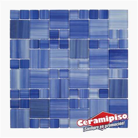 Piso Cer Mico Mosaico Azul Ceramipiso