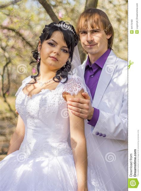 Noivos Novos Felizes Em Seu Dia Do Casamento Imagem De Stock Imagem