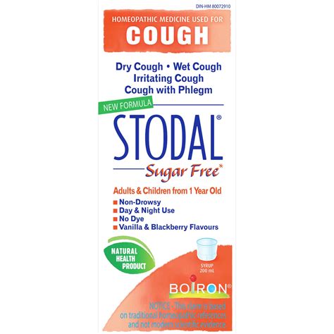 Stodal Sugar Free Cough Syrup For Dry And Wet Cough Relief Non Drowsy