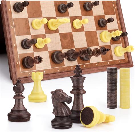 Perwowoo Jeu d échecs et Dames Magnétiques 2 en 1 Echiquier en