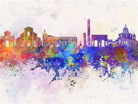 Bologna Skyline In Watercolor Background Painting By Pablo Romero