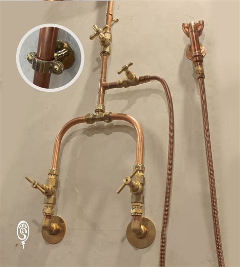 Solid Copper Shower Set Of Complete Solid Copper And Brass RAW Copper Hot Cold Rain Shower Heavy