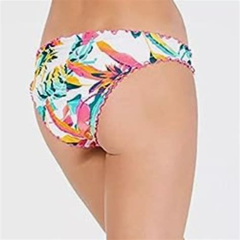 Hula Honey Swim Neon Tropical Leaves Cheeky Bikini Bottom Swimwear