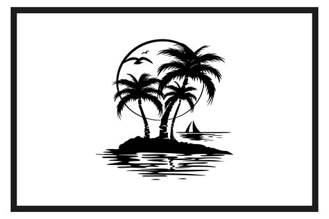 Beach Palm Trees Sunset Silhouette Graphic By N Pattern · Creative Fabrica