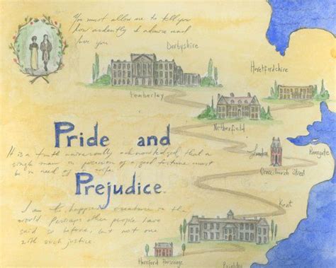 Map Of Pride And Prejudice Art Print X Inches Jane Austen Art