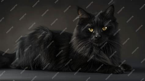 Premium Photo Regal Russian Black Cat Laying Down Image