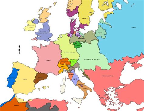 map of europe in 1850