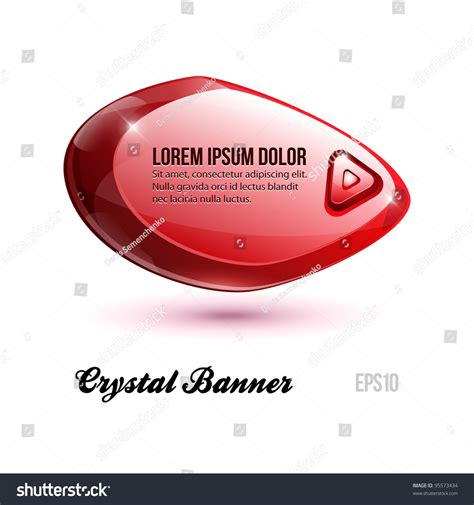 Abstract Crystal Shiny Glass Rock Banner Red With Button Horizontal With Button Order Now Eps10