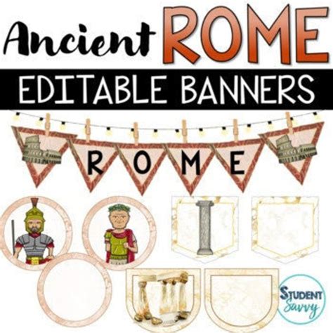 Ancient Rome Banners Printable Rome History Classroom Decor Editable Etsy