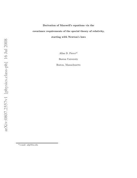 (PDF) Derivation of Maxwell’s Equations via the Covariance Requirements ...