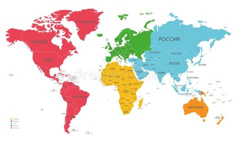 Colors Continents Worldmap Stock Illustrations – 38 Colors Continents ...