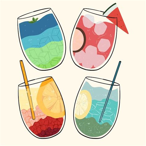 Tres Vasos De Diferentes Colores Con Bebidas De Diferentes Colores Y