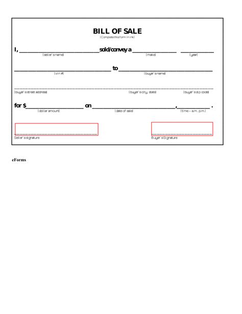 Free Iowa Bill Of Sale Forms Pdf Eforms