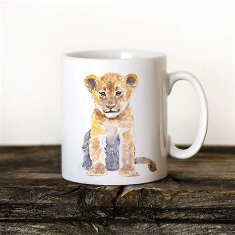 Baby lion watercolor coffee mug - Luke & Slaveika