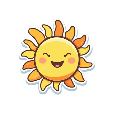 Smiling Sun Sticker Image Vector Clipart Sunshine Sticker Cartoon