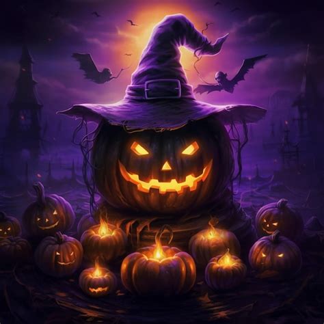 Premium AI Image Scary Jack O Lantern Halloween Pumpkin