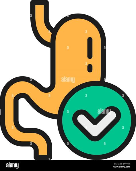 Vector Healthy Stomach Probiotics Bacteria Flat Color Line Icon Stock