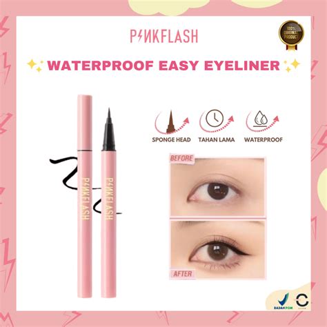 Jual ORI BPOM PINKFLASH Waterproof Easy Eyeliner Pen Black