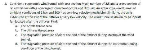 Solved Consider A Supersonic Wind Tunnel With Test Chegg