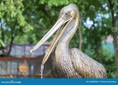 Pelican Sculpture In The Form Of A Fountain Stock Image Image Of