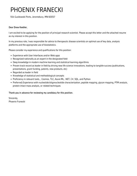 Principal Research Scientist Cover Letter Velvet Jobs