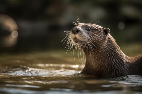 Premium AI Image | Sea otters swimming at water