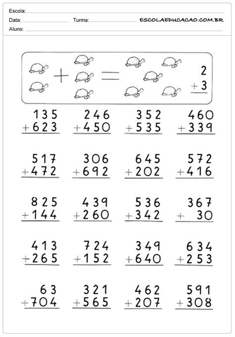 Soma E Subtração 3 Ano - Atividades de Matemática 3º ano - Adição e Subtração