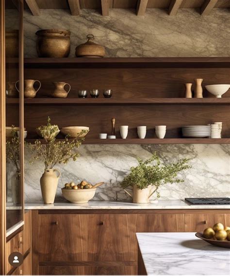 Contemporary Kitchen With Wooden Shelves