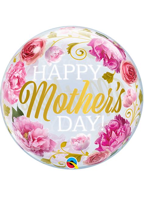 Inflated Pink Flowers Happy Mothers Day Helium Bubble Balloon [q82541