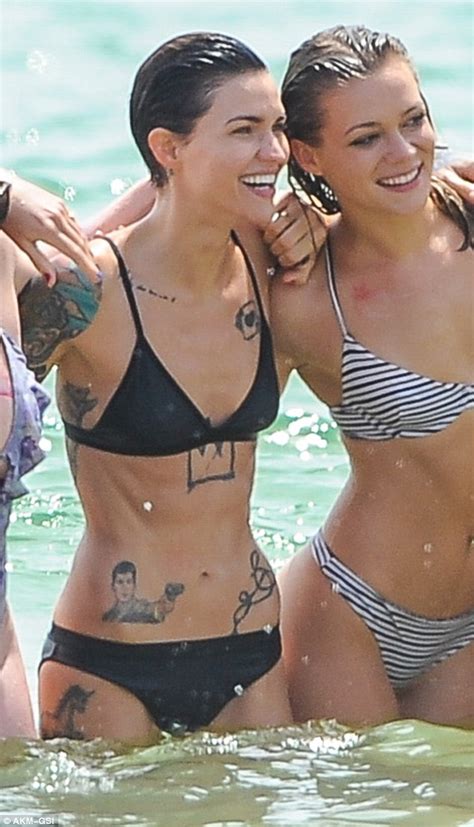 Ruby Rose Shows Off Her Rock Hard Abs In A Skimpy Black Bikini At Beach