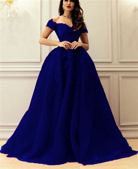 Elegant A Line Sweetheart Tulle Off The Shoulder Prom Dresses Lace