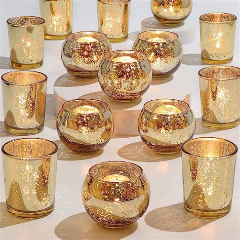 Devi 24pcs Assorted Gold Votive Candle Holders Mercury