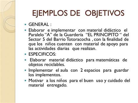 Ejemplos De Objetivos Especificos De Un Proyecto Ejemplo Interesante Site