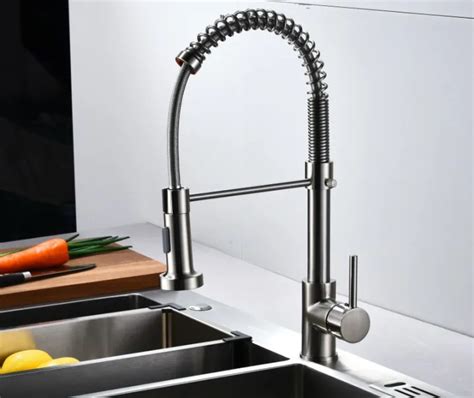 Black Brushed Kitchen Shower All Copper Sink Hot And Cold Water Pull Out Spring Sink Faucet
