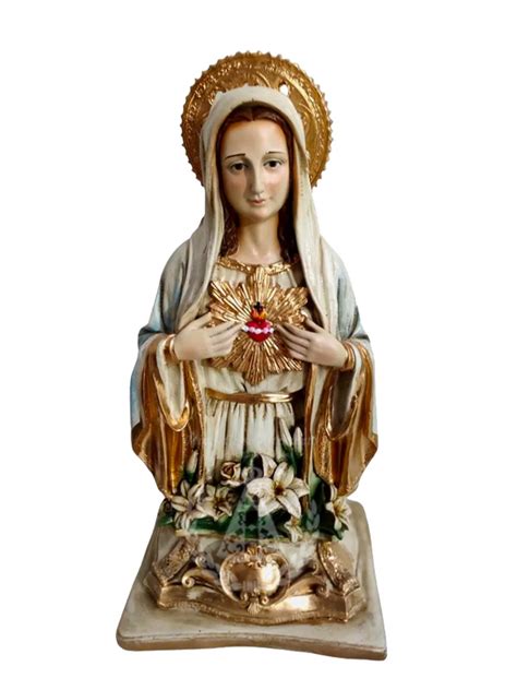 Busto Sagrado Coração de Maria Resina 36 cm MINAS GESSO ARTESANATO