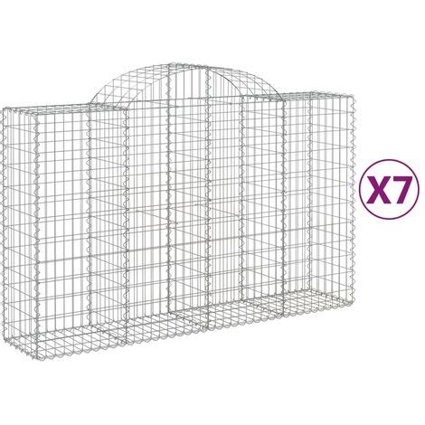 Paniers à gabions arqués 7 pcs 200x50x120 140 cm Fer galvanisé