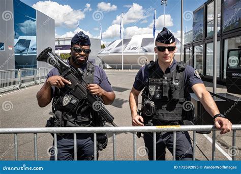 PARIS, FRANCE - JUN 21, 2019: Armed French National Police on Guard at ...