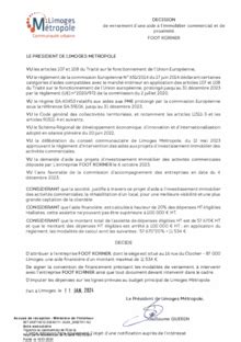 Décision de versement d une aide à l immobilier commercial et de